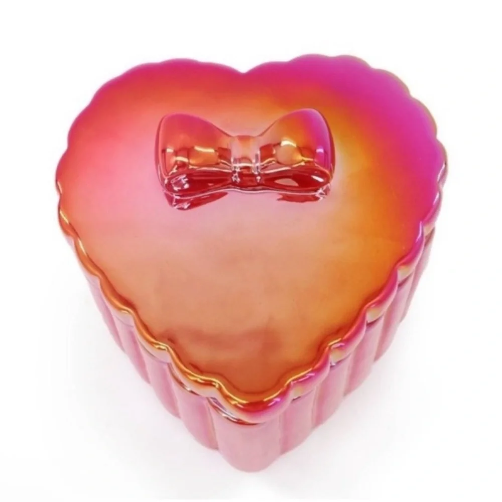 NEW Target Bullseye Playground Heart Shaped Ceramic Canister- Red Iridescent